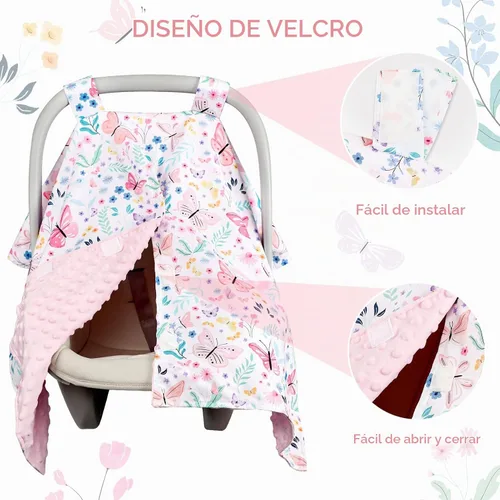 Vista 3 de Peekaboo - Funda para asiento de automóvil para bebé, niñas, niños, mamás, lactancia, manta para bebé, mariposa