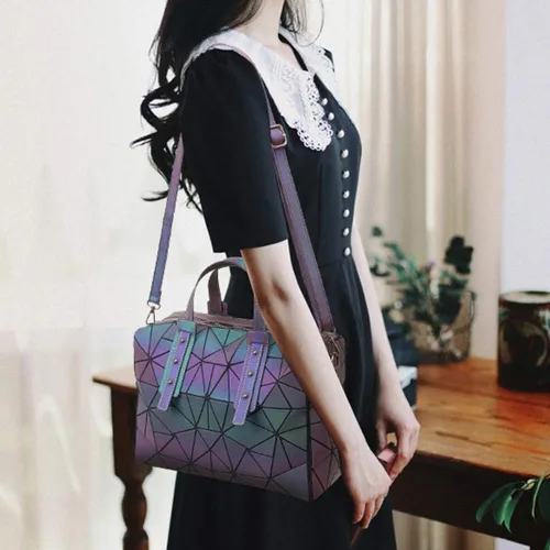 Vista 2 de Bolsos de mano para mujer, geométricos, luminosos, bolsos de mano con asa superior