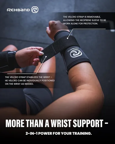 Vista 3 de Rehband RX - Soporte de muñeca Power Max, funda de neopreno 3 en 1 + envoltura para entrenamiento de fuerza, protege durante el entrenamiento