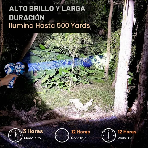 Vista 2 de XINXI Foco recargable, linterna de alta potencia de 2,000,000 lúmenes, luz de búsqueda de mano impermeable IP67, con largo tiempo de funcionamiento