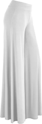 Vista 86 de Made By Johnny Pantalones palazzo elásticos de pierna ancha para mujer, lisos, casuales, cómodos
