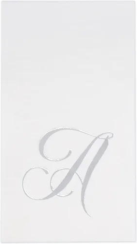 Vista 9 de Gift Boutique 100 Servilletas Blancas para Invitados con Monograma Plateado Letra S Paquete de Papel Desechable Elegante Servilleta de Mano
