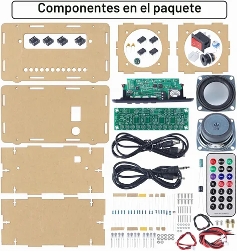 Vista 2 de Kit de altavoces DIY compatible con Bluetooth, kit de práctica de soldadura de radio FM DIY USB amplificador de sonido para el hogar control remoto