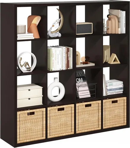 Vista 9 de Furinno Estantería para cubículos, estantería apilable, organizador de almacenamiento en cubos con parte trasera abierta, extragruesa, 15.8 x 15.8 x