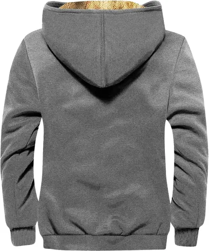 Vista 2 de Chaquetas con forro polar Sherpa con estampado vintage occidental para hombre, abrigadas, acogedoras, acolchadas, con capucha