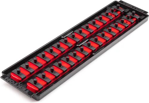 Vista 19 de TEKTON guía de llaves de 1/4 pulgadas x riel de 20.3 cm, 13 clips (rojo) OSR01113 Fabricado en EE. UU