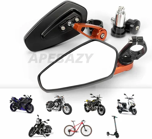 Vista 6 de Espejos traseros de extremo de barra de 7/8 de pulgada de 0.866 in, accesorios de motocicleta, scooters, retrovisor, retrovisor, espejos