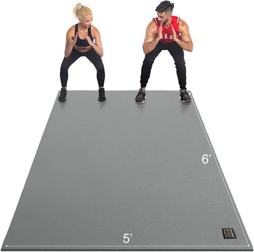 Vista 12 de GXMMAT Alfombrilla de ejercicio grande de 6 x 4 pies/6 x 5 pies/6 x 6 pies (0.276 in), alfombrillas gruesas para suelo de gimnasio en casa, tapete