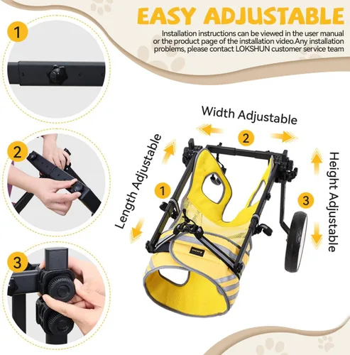 Vista 4 de Silla de ruedas para perros para patas traseras, grande, silla de ruedas resistente para perros medianos a grandes, carritos ajustables para perros