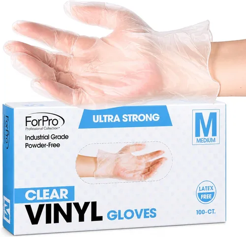 Vista 21 de ForPro Disposable Vinyl Gloves, 3.9 Mil, Powder & Latex-Free, Food Safe Negro