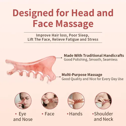 Vista 3 de TAIHI Gua Sha - Peine de masaje, masajeador de cuero cabelludo 4 en 1, herramienta facial para cuello, cuerpo, drenaje linfático, alivio de tensión