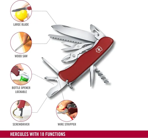 Vista 2 de Victorinox Hércules, cuchillo suizo rojo del ejército