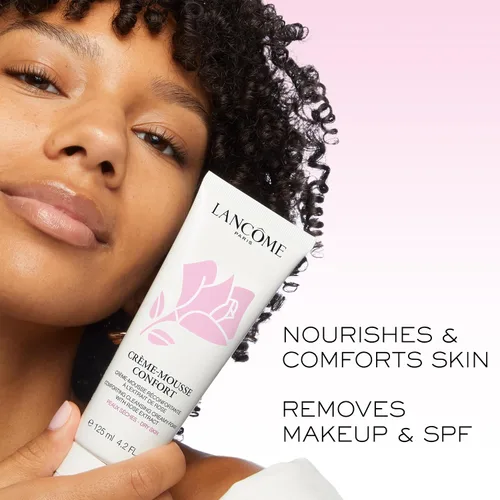 Vista 3 de Lancôme Créme Mousse Confort - Limpiador facial espumoso Limpiador en crema reconfortante y removedor de maquillaje con aceite de rosa mosqueta