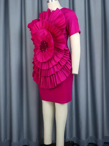 Vista 5 de ONTINVA Mini vestidos de lentejuelas para mujer, con un hombro descubierto, diseño de flores, con abertura, cóctel, fiesta, boda, mini vestidos