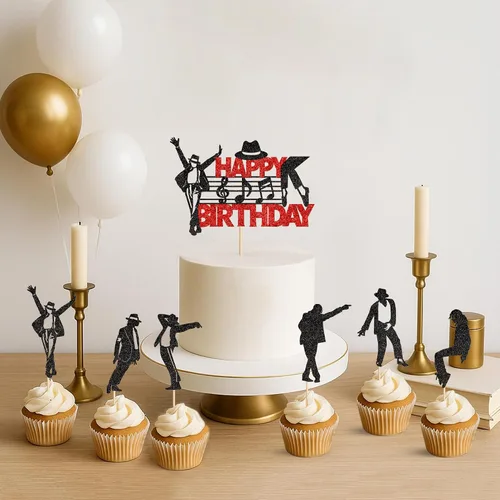 Vista 4 de 25Pcs Jazz Dance Birthday Cake Topper Jazz Dancer Cupcake Topper Glitter Black Dance King Cupcake Picks,Jazzist Birthday Cupcake Decorations Pop