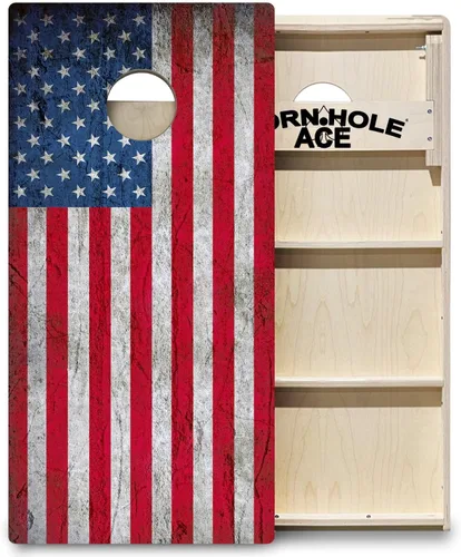 Vista 14 de ACE PRO American Flag Cornhole Board Set - No Bounce! Triple Wide Legs, 3/4" Baltic Birch Plywood, Handles, Regulation Size (4x2ft), Tournament