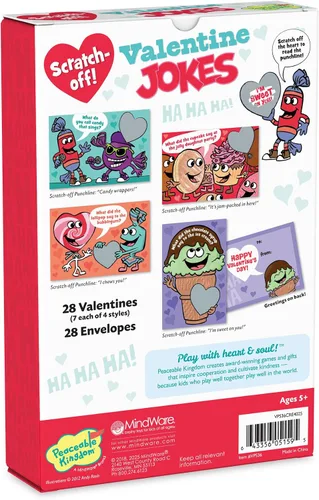 Vista 3 de 28 tarjetas de chistes Peaceable Kingdom rascables, para San Valentín