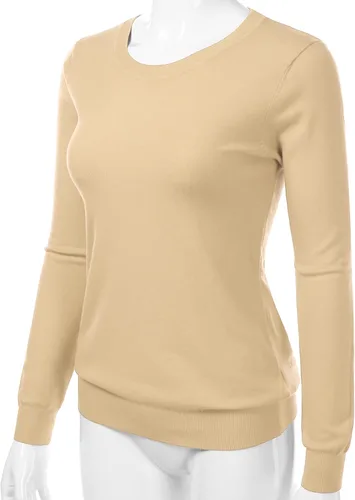 Vista 2 de danibe Suéter de punto suave de primera calidad para mujer con cuello redondo y manga larga (S-XXL)