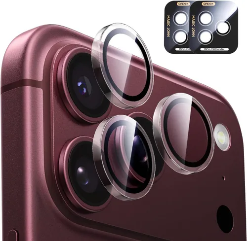 Vista 10 de MAGIC JOHN Paquete de 2 protectores de lente de cámara para iPhone 18 Pro Negro