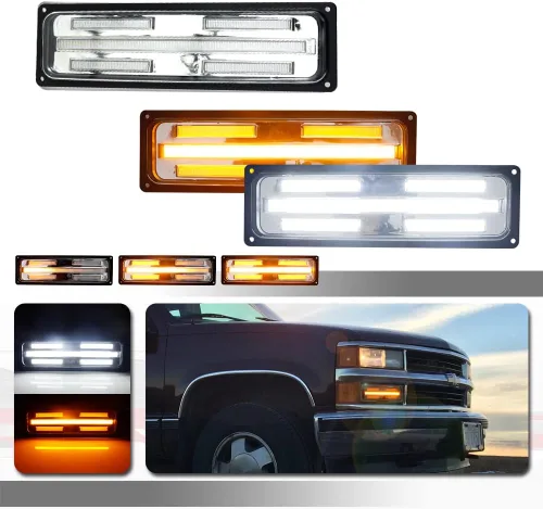 Vista 6 de Lente ahumada compatible con GMC Chevy C/K 1500/2500/3500 1995 1996 1997 1998 GMC Chevy C/K 1500/2500/3500 para luces de estacionamiento de esquina