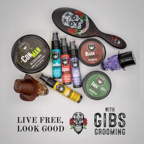 Vista 5 de GIBS Grooming - Beard, Hair & Tattoo Oil (1 fl oz) Collectible Glass Bottle - Softens & Strengthens - Skin Moisturizer - Vitamin C - UV Shield
