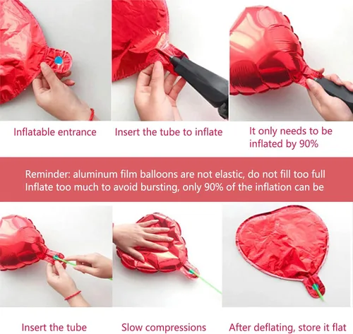Vista 3 de 12 globos de aluminio con forma de corazón rojo, globos de 18 pulgadas, decoraciones de papel de aluminio adecuados para fiestas de cumpleaños