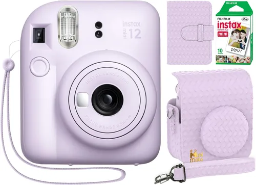 Vista 12 de Fujifilm Cámara instantánea Instax Mini 12 color rosa flor + estuche personalizado Minimate + película fotográfica Fuji Instax 10 hojas y álbum