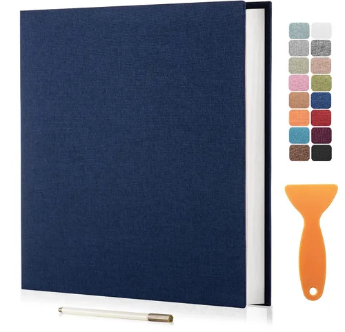 Vista 18 de Álbum autoadhesivo para fotos de 4 x 6 pulgadas, álbum de recortes con cubierta de lino magnética, 30 páginas adhesivas en blanco, para familiares