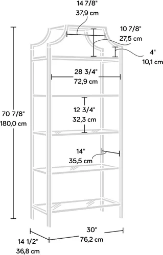 Vista 12 de Sauder International Lux - Estantería para libros, acabado dorado satinado