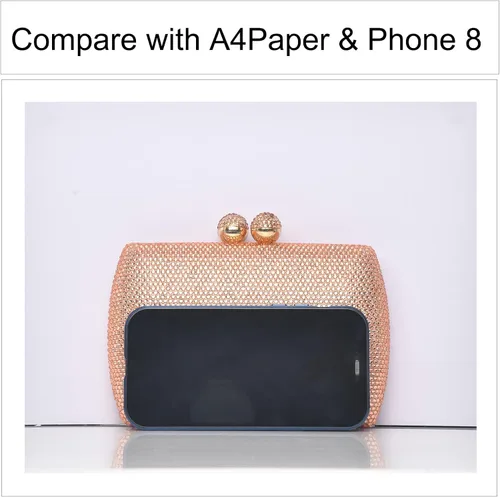 Vista 6 de Bolso de noche con diamantes de imitación completos para mujer, dije de cumpleaños, compromiso, boda, fiesta