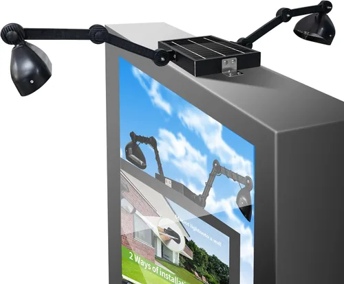 Vista 9 de Luz de señal solar comercial, panel solar de 5.5 V 5.2 W y cabezales de lámpara de aluminio de metal, luz de cartelera 3.7 voltios 5200 mAh