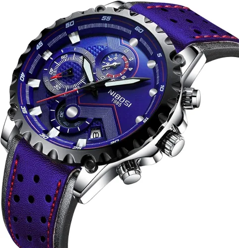 Vista 2 de LEYAN Reloj de cuero para hombre, reloj de cuarzo automático para hombre, resistente al agua