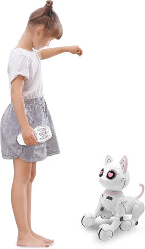 Vista 4 de LEXiBOOK - Power Kitty® - Gato Robot de Control Remoto, Gato Robot Inteligente Programable, Luz, Sonido, Blanco/Rosa - KITTY01