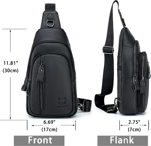 Vista 16 de LUKZIJAES Bolso bandolera de cuero genuino para hombre