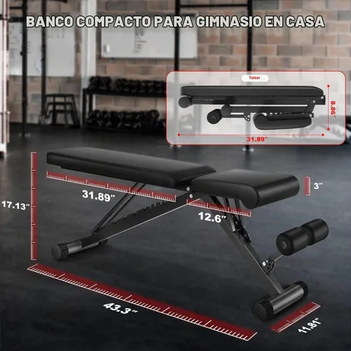 Vista 4 de BARWING Adjustable Foldable Portable Weight Bench for Home Gym,700-800LBS Flat Incline Decline Workout Bench for Full Body Workout Easy Assembly for