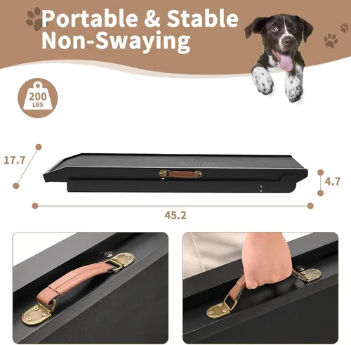 Vista 4 de Slsy Rampa para perros para cama, rampa ajustable para mascotas para perros Negro