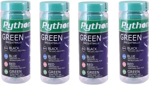 Vista 3 de Python 3-Ball Can (verde) bolas de raqueta (súper rápidas con visibilidad óptima)