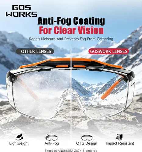 Vista 4 de OTG - Lentes de seguridad con patillas negras, lente antivaho transparente