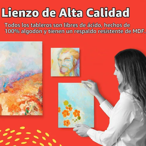 Vista 7 de Artlicious Lienzos para pintar – Paquete de 12,4 x 4 pulgadas de lienzo blanco – Paneles de arte 100% algodón para pintura al aceite, acrílico