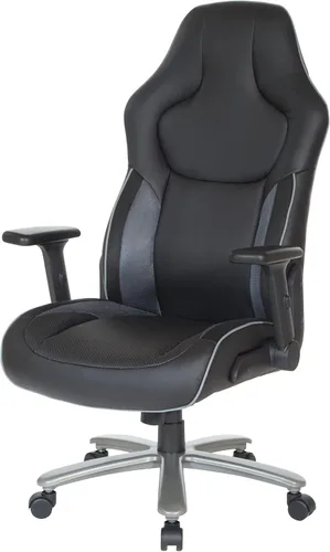 Vista 5 de OSP Home Furnishings Serie ECH - Silla de juegos de cuero regenerado grande y alta para hasta 350 libras con brazos abatibles ajustables en altura