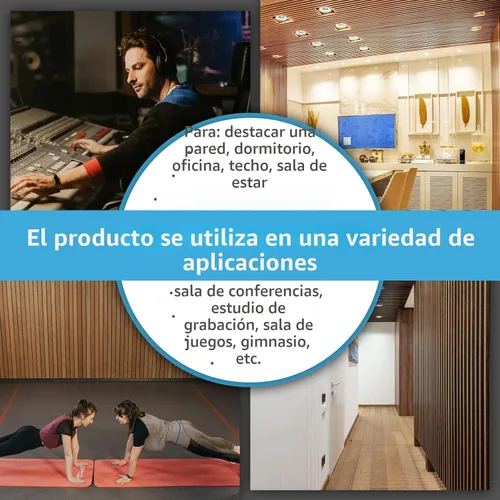 Vista 6 de Art3d 2 paneles acústicos de listones de madera para pared y techo, panel de absorción de sonido acanalado 3D con acabado de madera, negro mate