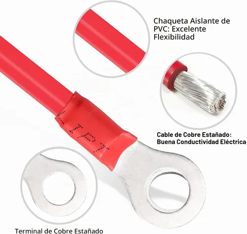 Vista 2 de XMSJSIY - Cables de batería solar de calibre 10, cables inversores