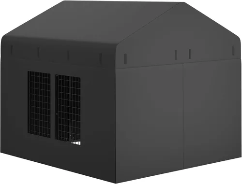 Vista 11 de Perrera para Perros de Exterior de 118" x 118" de Acero Ideal Cerca para Perros Medianos/Pequeños Revestimiento Anti-Óxido Jaula con Techo
