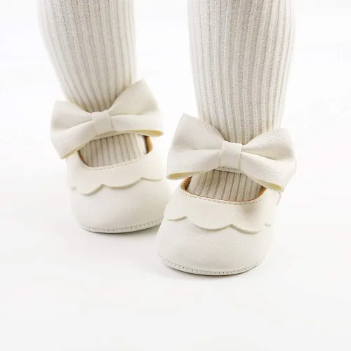Vista 2 de LAFEGEN Zapatos planos Mary Jane para bebés y niñas con Bownot, suela suave, suela suave, piel sintética, recién nacidos, para primeros pasos