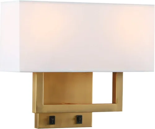 Vista 7 de PERMO Aplique de pared con acabado dorado antiguo, doble aplique con pantallas textiles blancas y botón de encendido y apagado para sala de estar