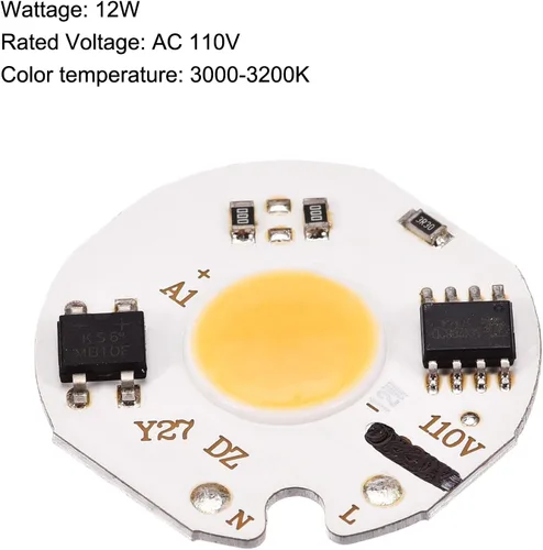 Vista 3 de MECCANIXITY Bombilla LED de chip 110 V 12 W blanco cálido 3000-3200 K sin conductor de alta potencia Floodlight Módulo de lámpara de aluminio Junta