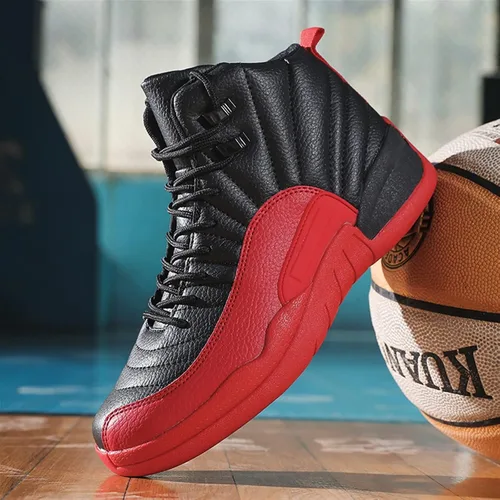 Vista 3 de AIVERC Zapatos de entrenamiento para hombre Zapatos de baloncesto para hombre, zapatos de baloncesto negros de caña alta, zapatos deportivos negros