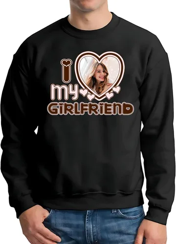 Vista 3 de NAZENTI Sudadera con capucha "I Love My Girl", camisa personalizada de hombre para él, novio, foto personalizada, regalo de pareja de San Valentín