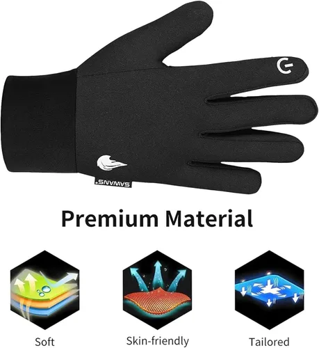 Vista 5 de SAWANS Guantes de ciclismo para niños y niñas, térmicos, resistentes al viento, antideslizantes, para pantalla táctil, de 4 a 12 años, guantes