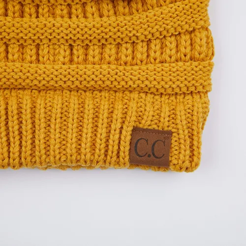 Vista 3 de C.C Exclusives - Gorro de invierno para mujer con agujero para coleta o moño, gorro beanie para mujer (MB-20A)